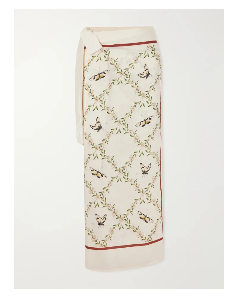 AGUA BENDITA Limon Azucar Printed Linen Pareo - Neutrals Neutrals