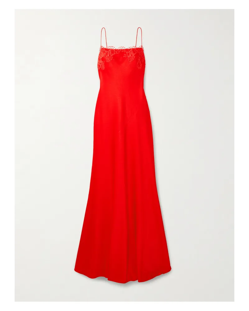 Alex Perry Robe Aus Glänzendem Crêpe Mit Spitzenbesätzen - Rot Rot
