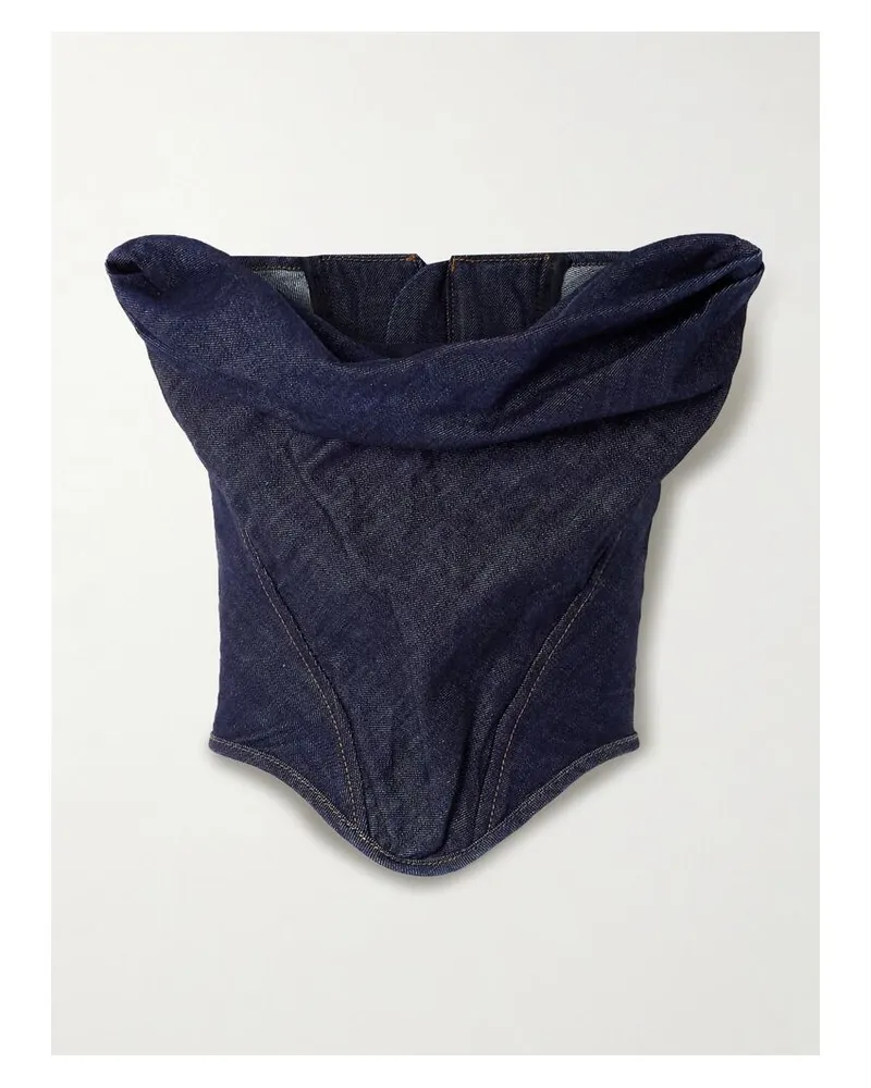 Magda Butrym Trägerloses, Verkürztes Bustier Aus Denim - Blau Blau