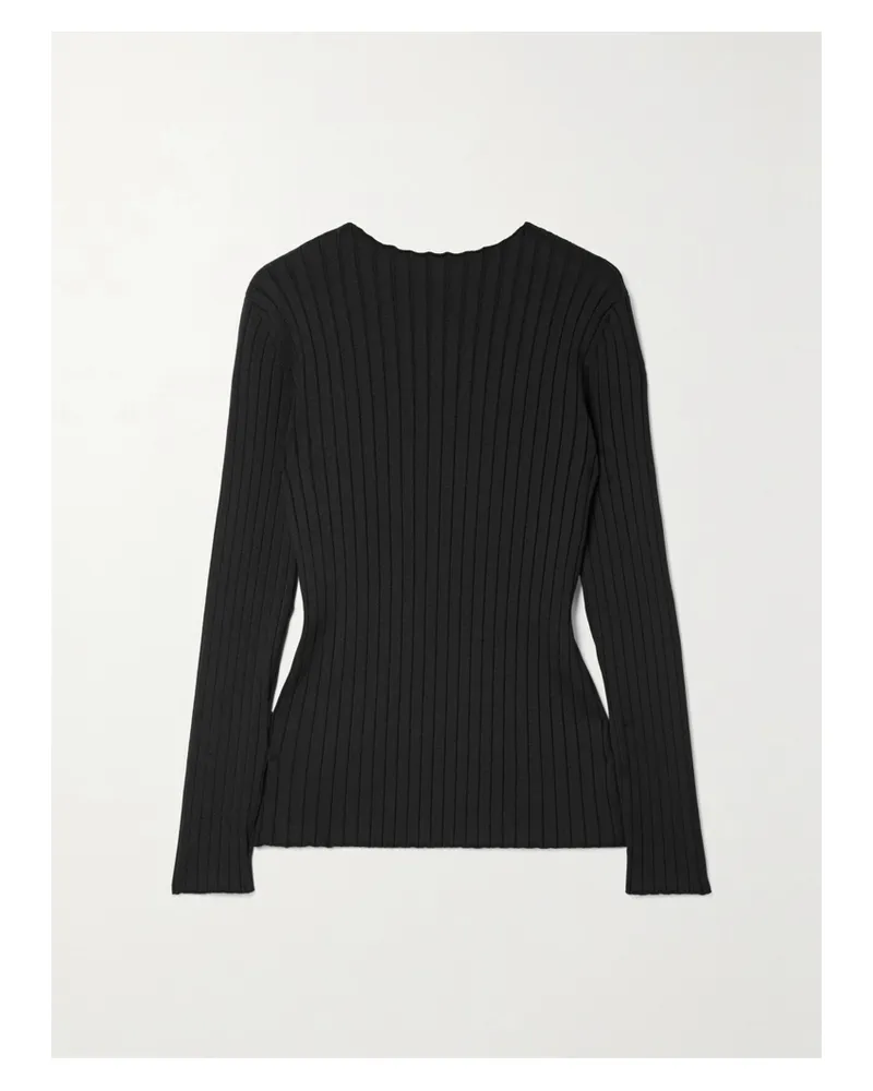 The Row Ash Gerippter Pullover Aus Seide Mit Rückenausschnitt - Schwarz Schwarz