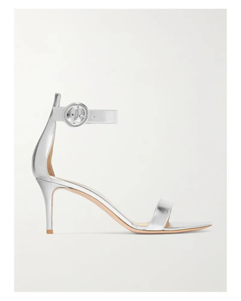 Gianvito Rossi Portofino 70 Sandalen Aus Metallic-leder - Silber Silber