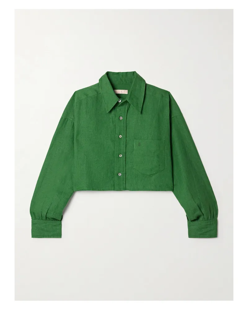 Suzie Kondi Leuka Verkürztes Hemd Aus Leinen - Grün Grün