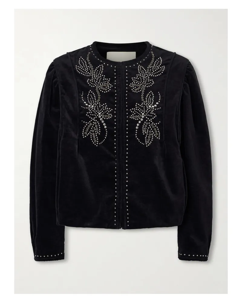 Isabel Marant Pietra Studded Cotton-velvet Jacket - Black Black
