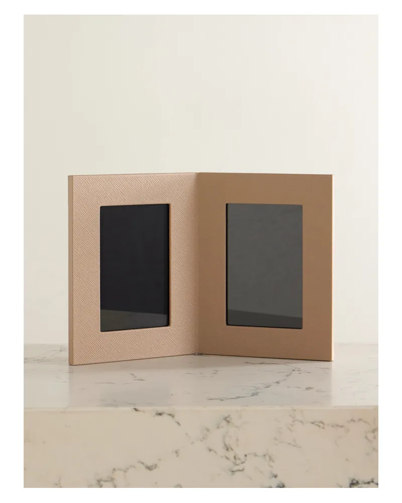 Smythson Bilderrahmen Aus Strukturiertem „panama“-leder - Grau Grau