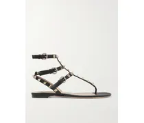 Rockstud Sandalen Aus Leder - Schwarz