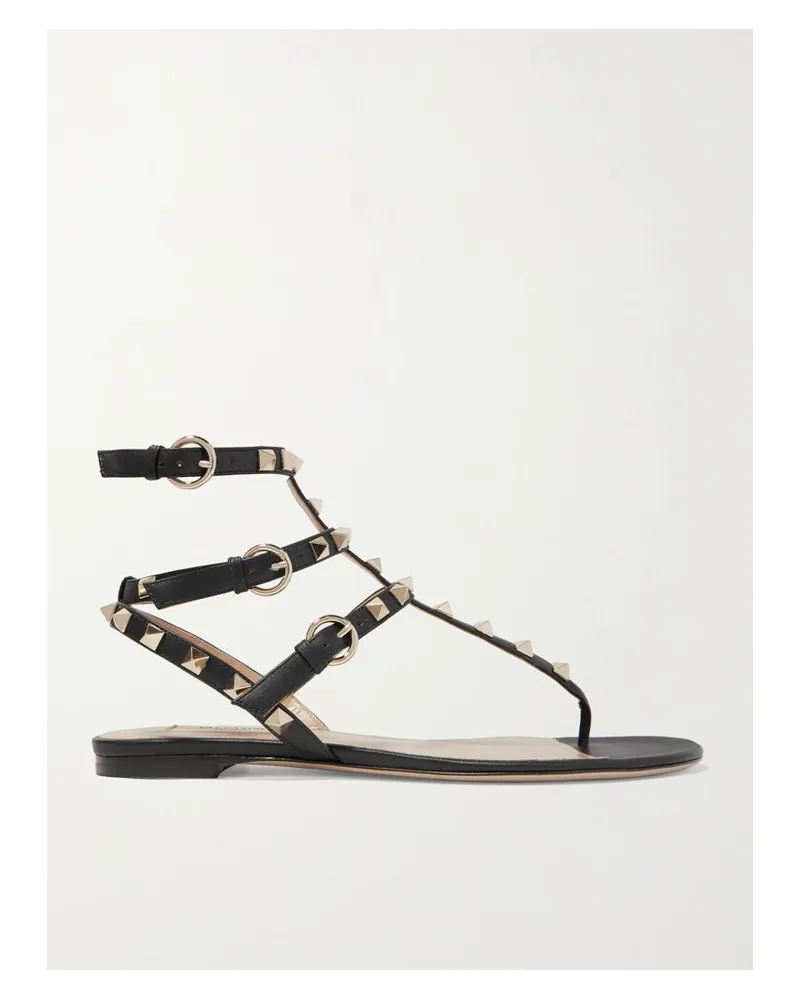 Valentino Garavani Rockstud Sandalen Aus Leder - Schwarz Schwarz