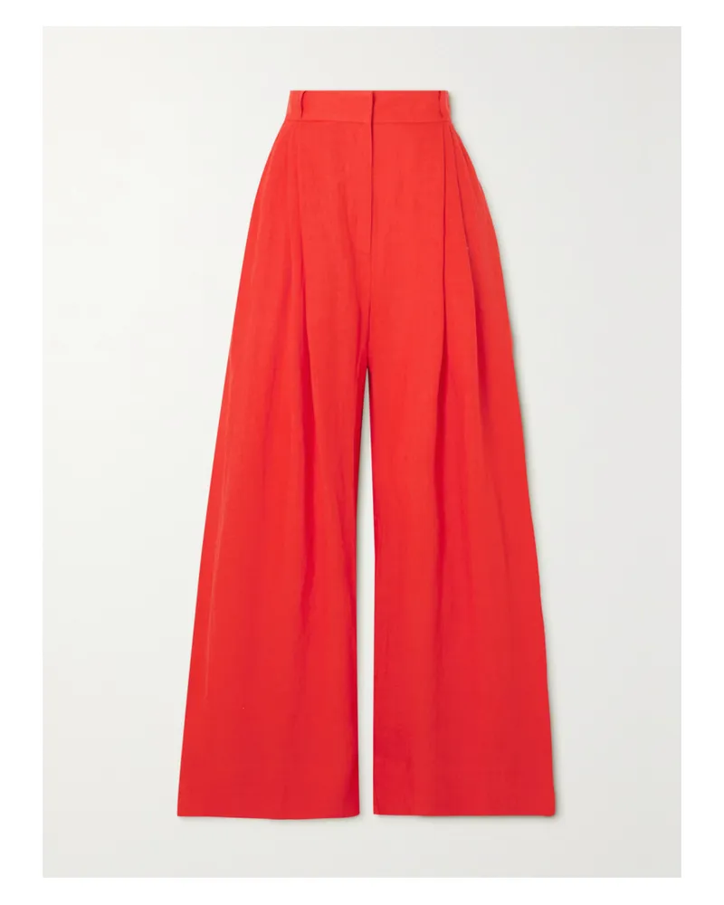 THREE GRACES Molly Bundfaltenhose Mit Weitem Bein Aus Leinen - Rot Rot