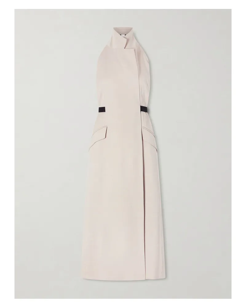 Max Mara Cime Stretch Cotton And Wool-blend Halterneck Maxi Dress - Neutrals Neutrals