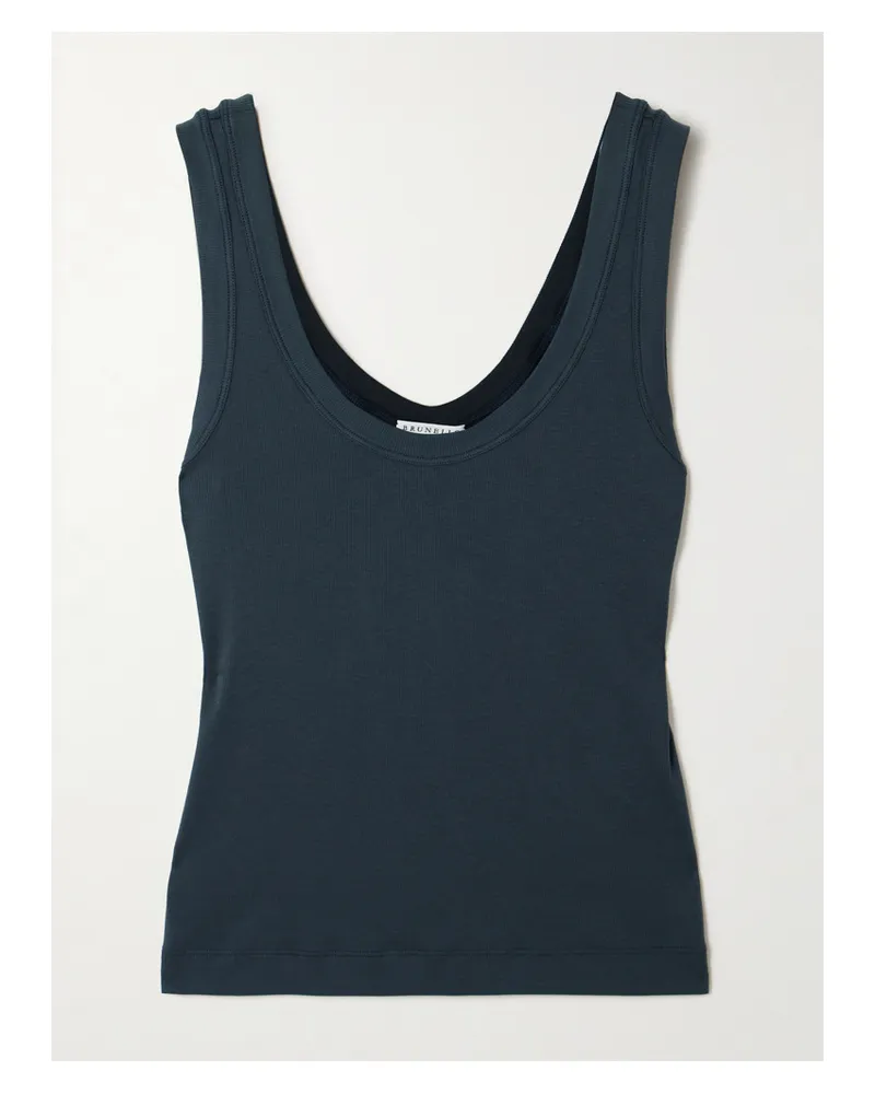 Brunello Cucinelli Tanktop Aus Geripptem Jersey Aus Einer Baumwollmischung - Blau Blau
