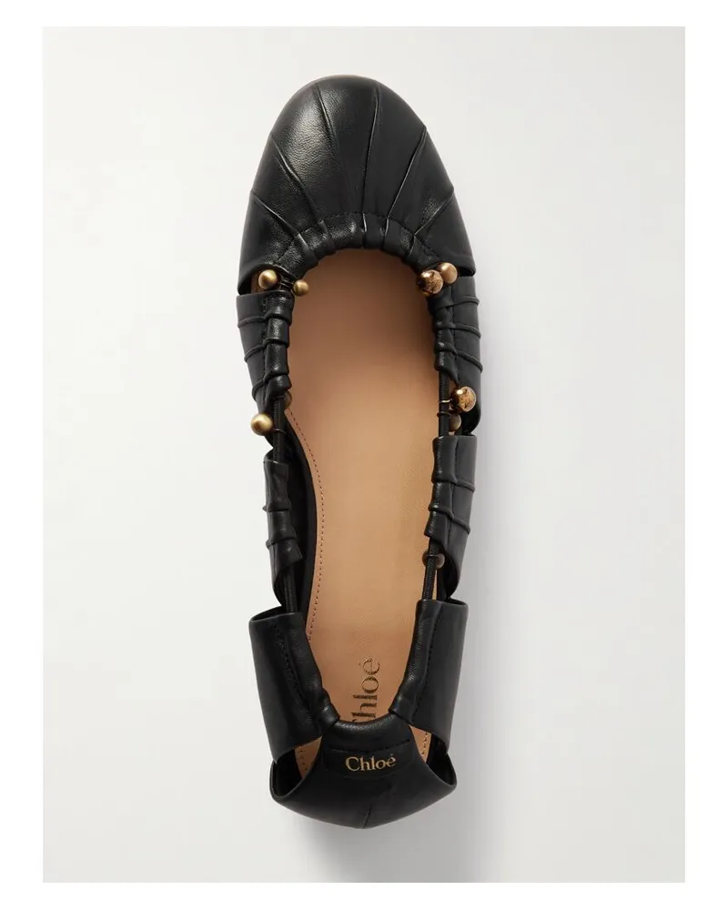 Chloé Luna Ballerinas Aus Leder Mit Raffungen, Cut-outs Und Verzierungen - Schwarz Schwarz