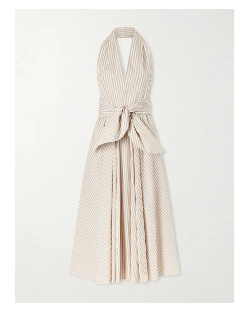 Patou Striped Cotton Halterneck Maxi Dress - Cream Cream