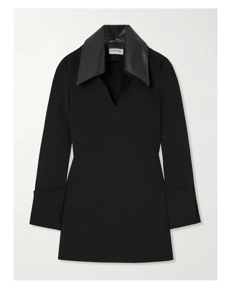 16ARLINGTON Dante Minikleid Aus Crêpe Mit Lederbesatz - Schwarz Schwarz