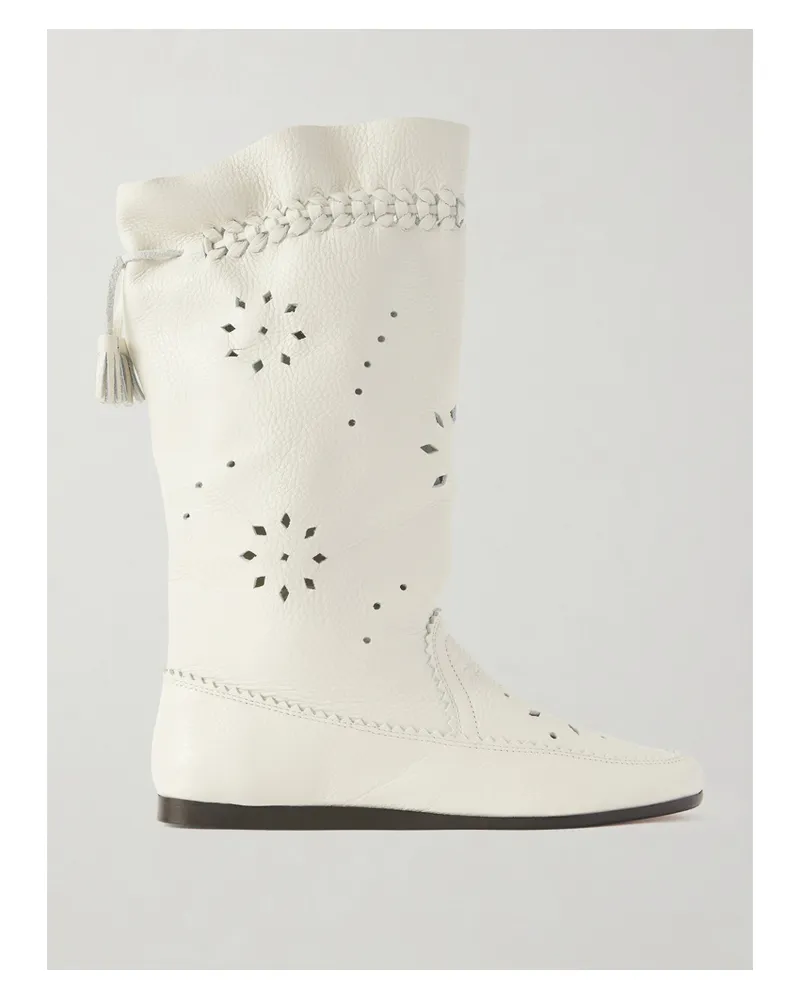 Isabel Marant Welky Laser-cut Textured-leather Boots - White White