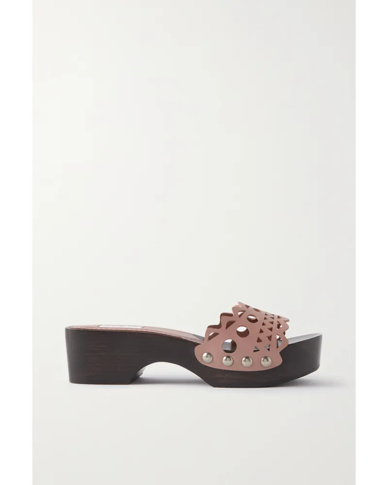 Alaïa 50 Clogs Aus Lasergeschnittenem Leder Mit Nieten - Neutral Neutral