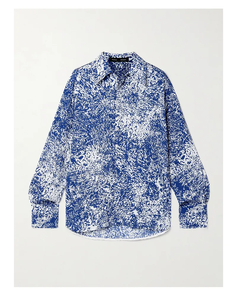 Proenza Schouler Norman Bedrucktes Hemd Aus Crêpe - Blau Blau