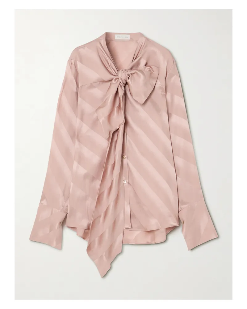 Dries van Noten Schluppenbluse Aus Gestreiftem Seidensatin - Pink Pink
