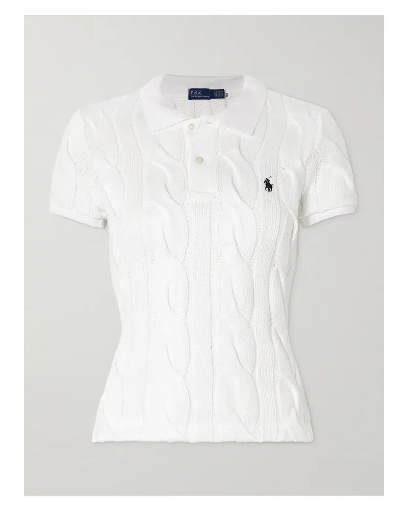 Ralph Lauren Polohemd Aus Baumwolle In Zopfstrick Mit Stickerei - Weiß Weiß