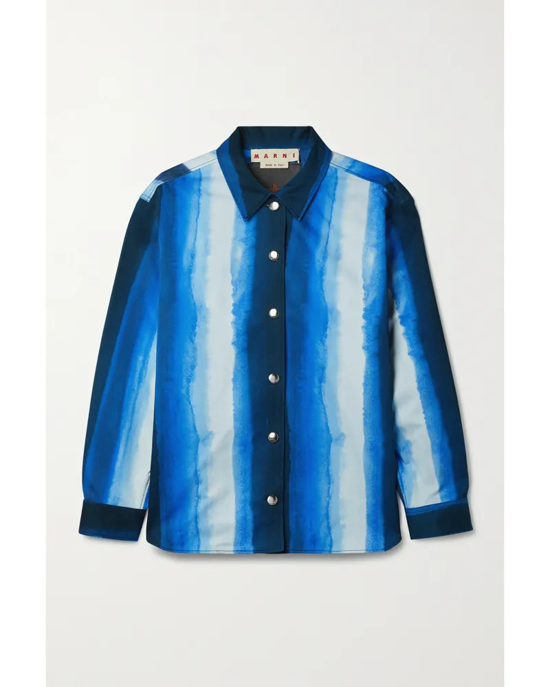 Marni Gestreiftes Hemd Aus Baumwoll-twill - Blau Blau