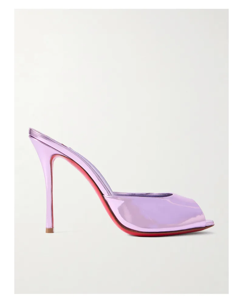 Christian Louboutin Me Dolly 100 Mules Aus Lackleder In Metallic-optik - Lila Lila