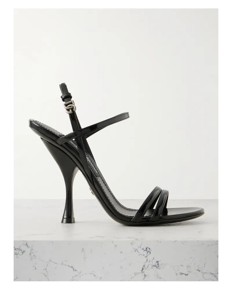 Dolce & Gabbana Slingback-sandalen Aus Glanzleder - Schwarz Schwarz