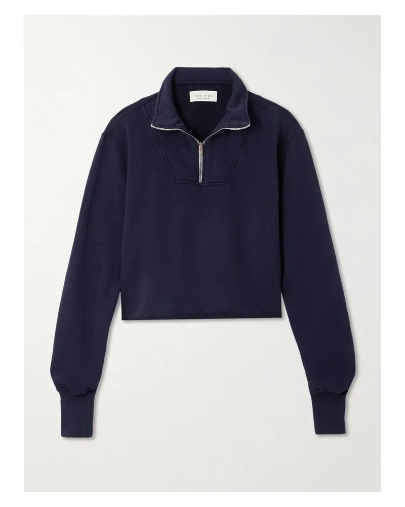 LES TIEN Haley Verkürztes Sweatshirt Aus Baumwoll-jersey - Blau Blau