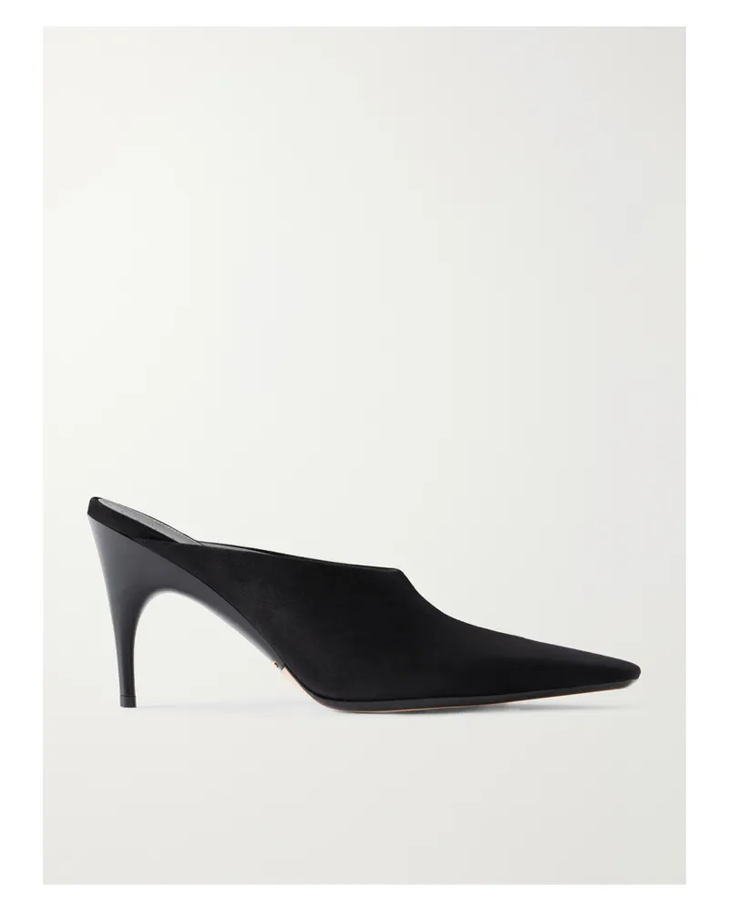 Balenciaga Duchesse Suede Mules - Black Black