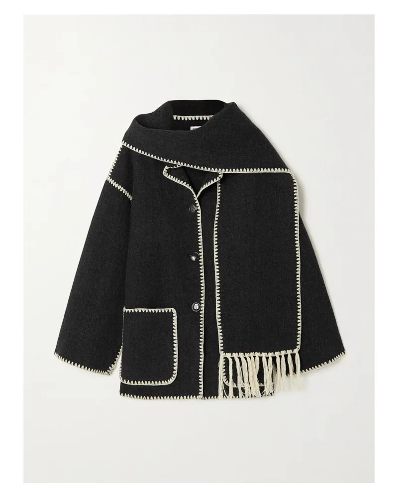 Totême Jacke Aus Einer Wollmischung Mit Fransen - Grau Grau