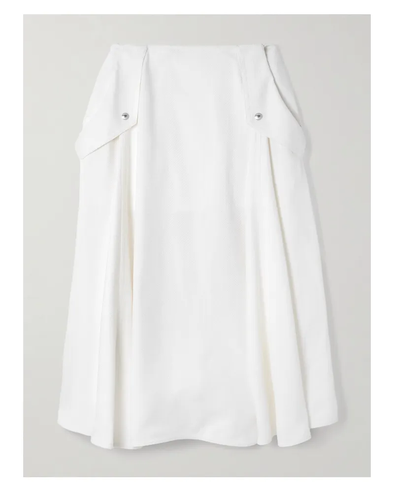 Bottega Veneta Pleated Twill Midi Skirt - Off-white Off-white