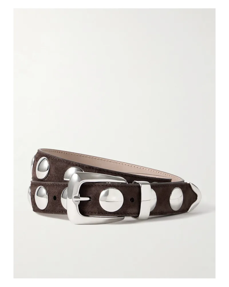 KHAITE Benny Studded Suede Belt - Brown Brown