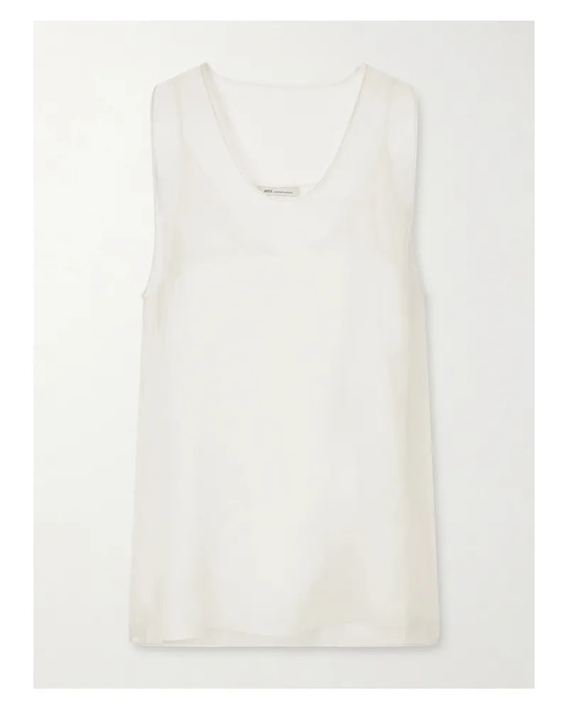 AMI Paris Silk-organza Top - Neutrals Neutrals