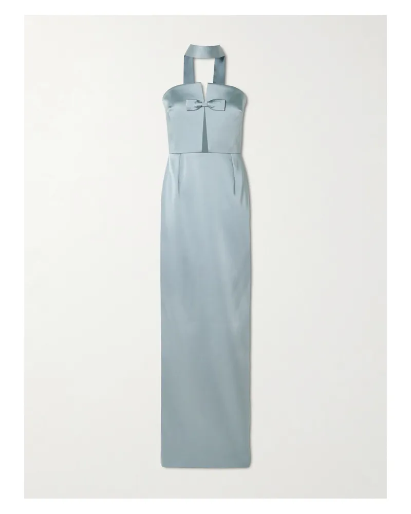 The New Arrivals Ilkyaz Ozel Holly Robe Aus Satin Mit Schleife Und Cut-out - Grau Grau