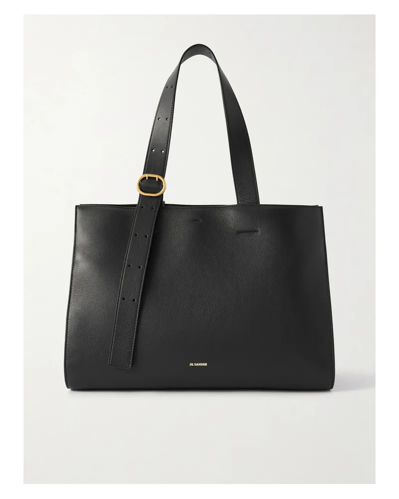 Jil Sander Cannolo Leather Shoulder Bag - Black Black