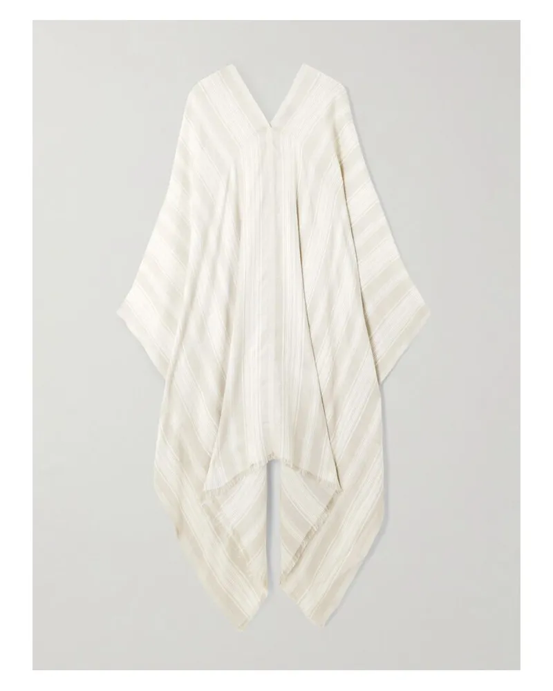 Loro Piana Poncho Aus Einer Seiden-leinenmischung Mit Streifen Und Fransen - Neutral Neutral