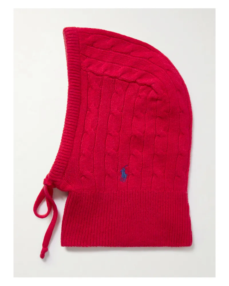 Ralph Lauren Balaklava Aus Einer Woll-kaschmirmischung In Zopfstrick - Rot Rot