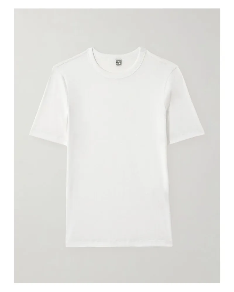 Totême T-shirt Aus Geripptem Stretch-baumwoll-jersey - Weiß Weiß