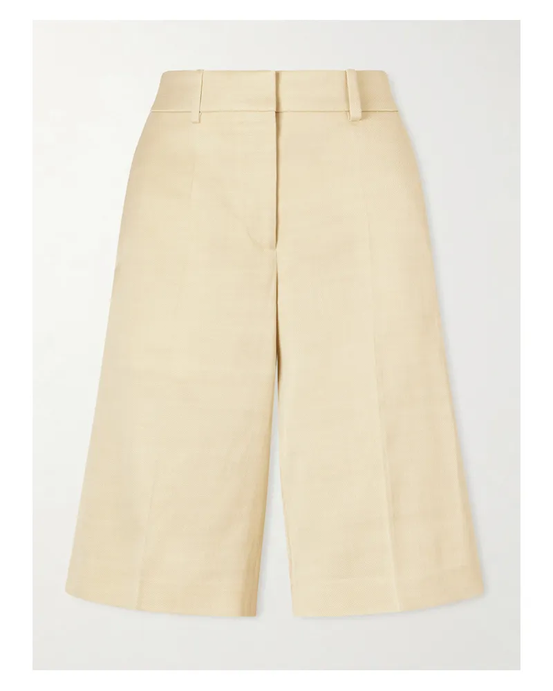 Another Tomorrow Twill Straight-leg Shorts - Neutrals Neutrals