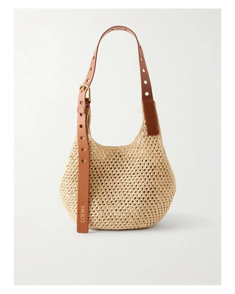 Loewe Paula's Ibiza The Punch Hole Leather-trimmed Raffia Shoulder Bag - Neutrals Neutrals