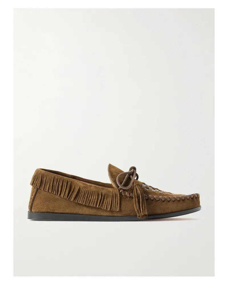 Isabel Marant Fitza Loafers Aus Veloursleder Mit Lederbesätzen, Fransen Und Troddeln - Braun Braun