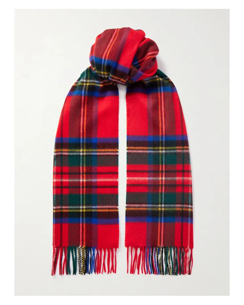 Johnstons of Elgin Karierter Kaschmirschal Mit Fransen - Rot Rot