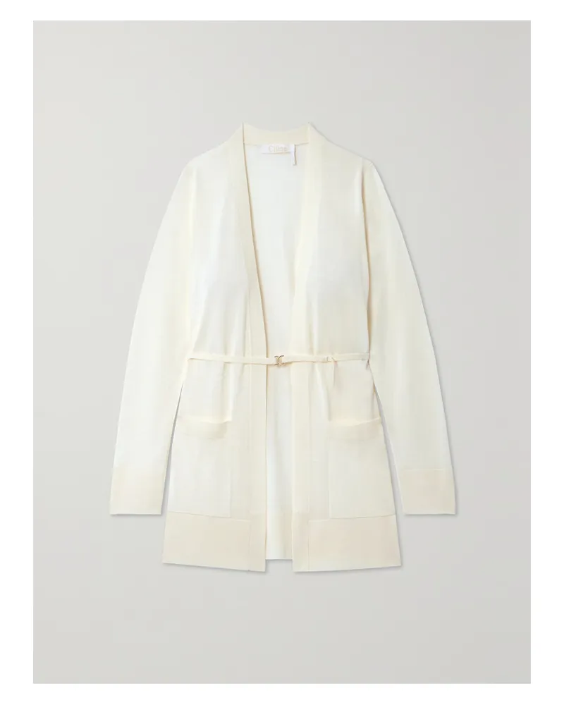 Chloé Cardigan Aus Wolle Mit Gürtel - Weiß Weiß