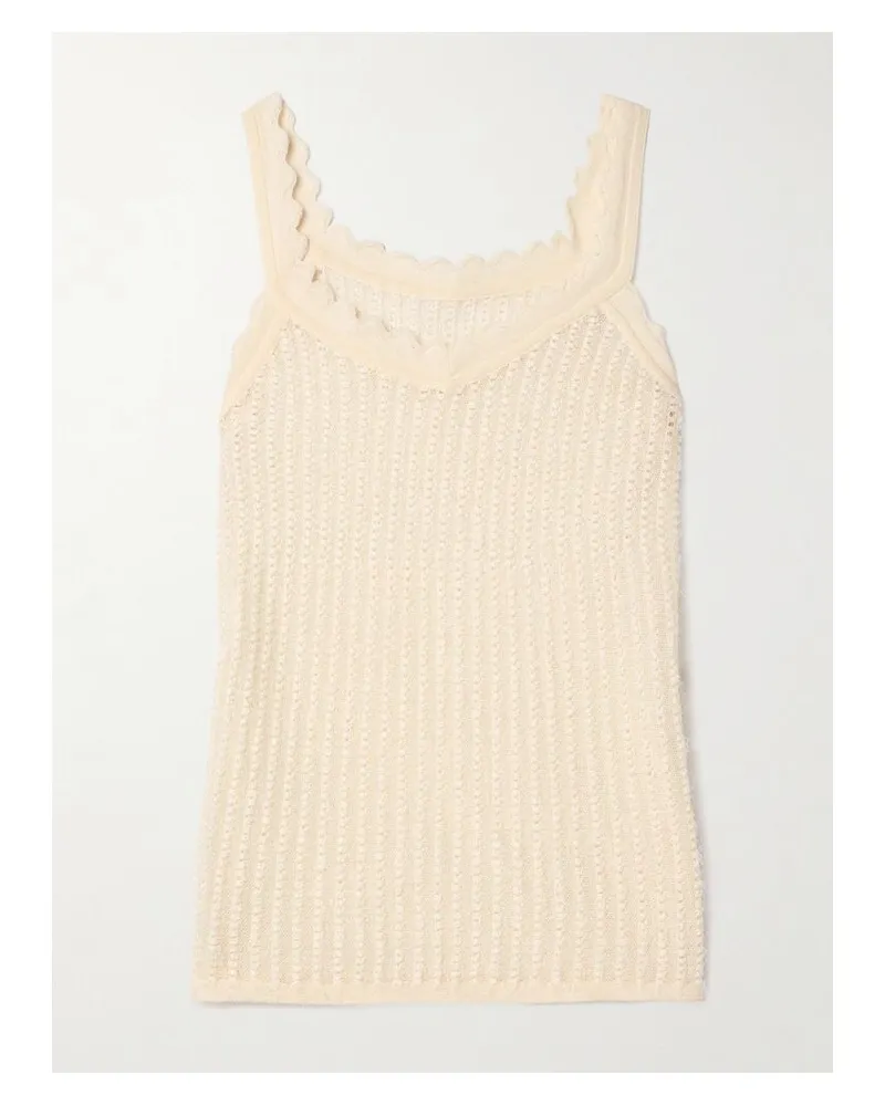 KHAITE Ennio Tanktop Aus Pointelle-strick Mit Wellenkanten - Creme Creme
