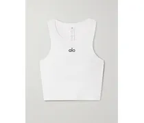 Aspire Verkürztes Tanktop Aus Geripptem Jersey Aus Einer Baumwollmischung - Weiß
