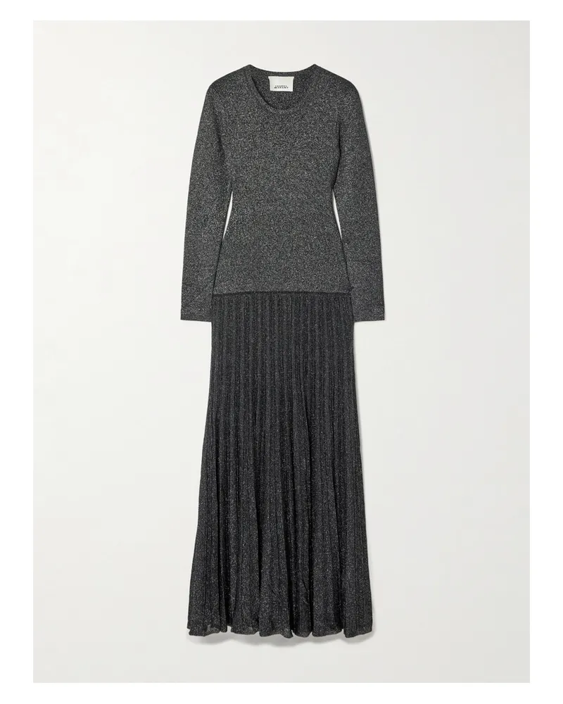 Isabel Marant Guetty Midikleid Aus Metallic-strick Mit Plissee Metallic