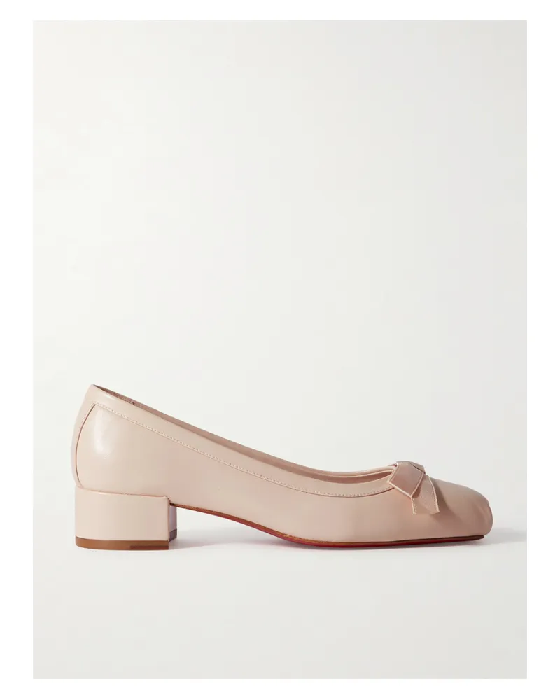 Christian Louboutin Mamaflirt 30 Bow-embellished Leather Ballet Pumps - Neutrals Neutrals