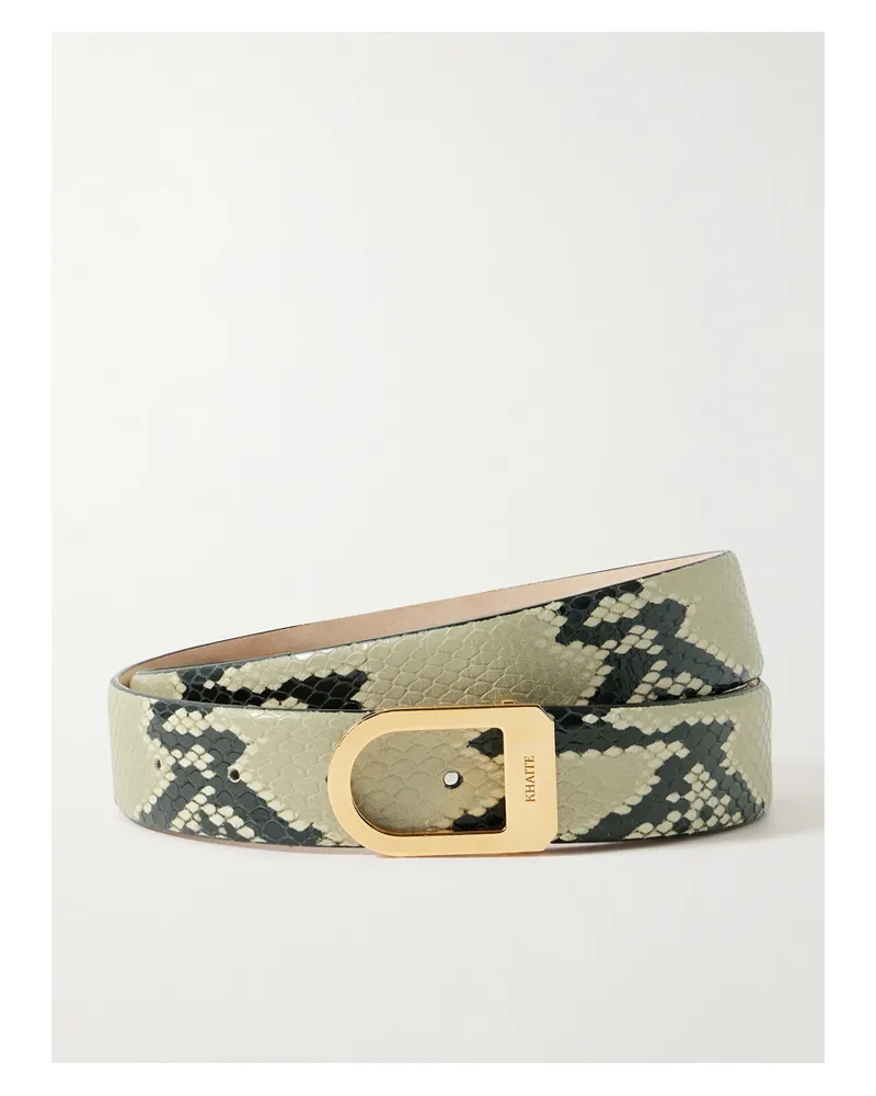 KHAITE Saddle Snake-effect Leather Belt - Animal Print Animal