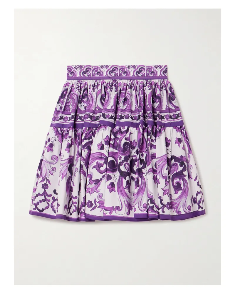 Dolce & Gabbana Minirock Aus Bedruckter Baumwollpopeline Mit Falten - Lila Lila
