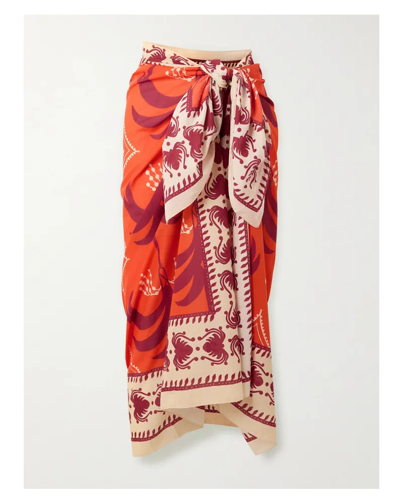 Johanna Ortiz Dance Of Printed Cotton Pareo - Red Red