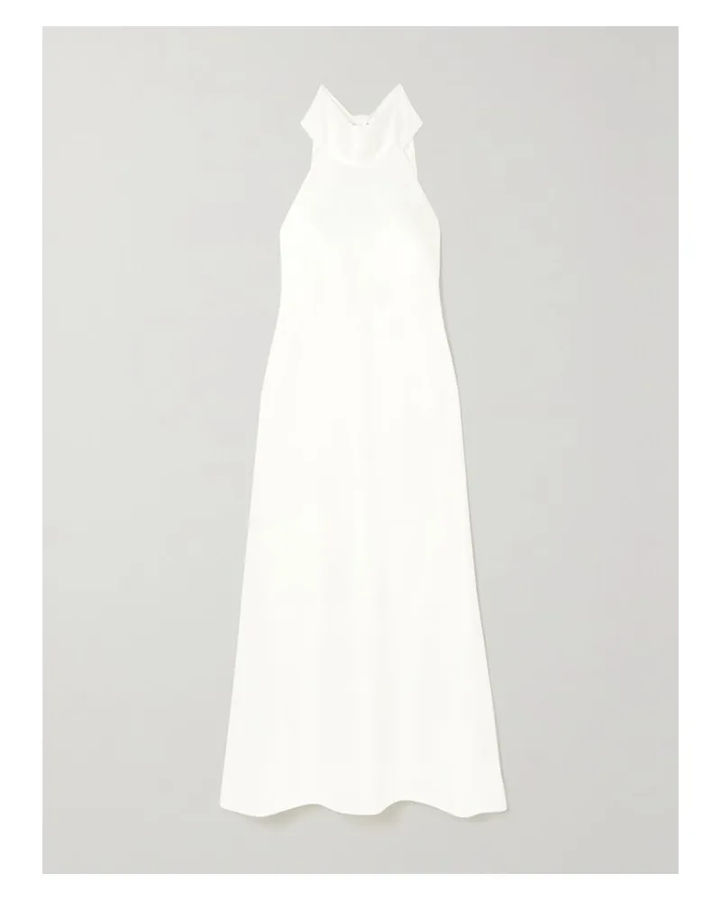 GALVAN Sienna Midikleid Aus Satin Mit Neckholder - Weiß Weiß