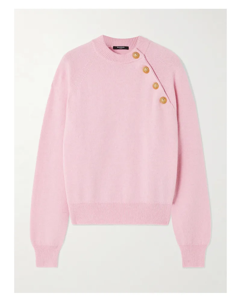 Balmain Pullover Aus Einer Kaschmir-wollmischung Mit Zierknöpfen - Pink Pink
