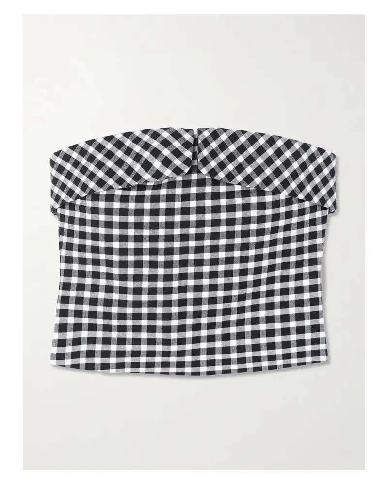 Posse Chiara Cropped Strapless Checked Cotton-blend Top - Black Black